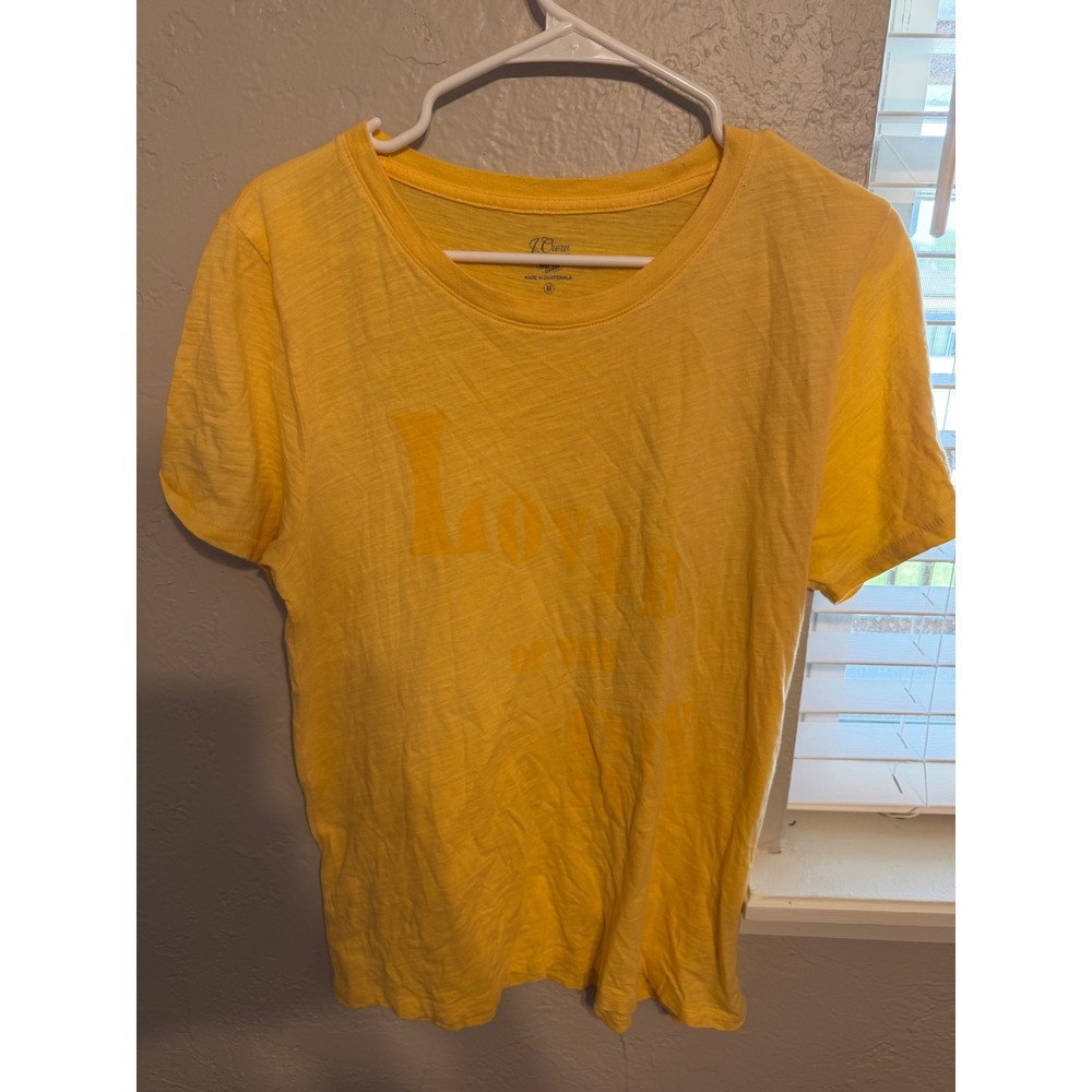 J.Crew Womens Yellow Slub Cotton Lover Of The Sun Graphic T-Shirt Medium
